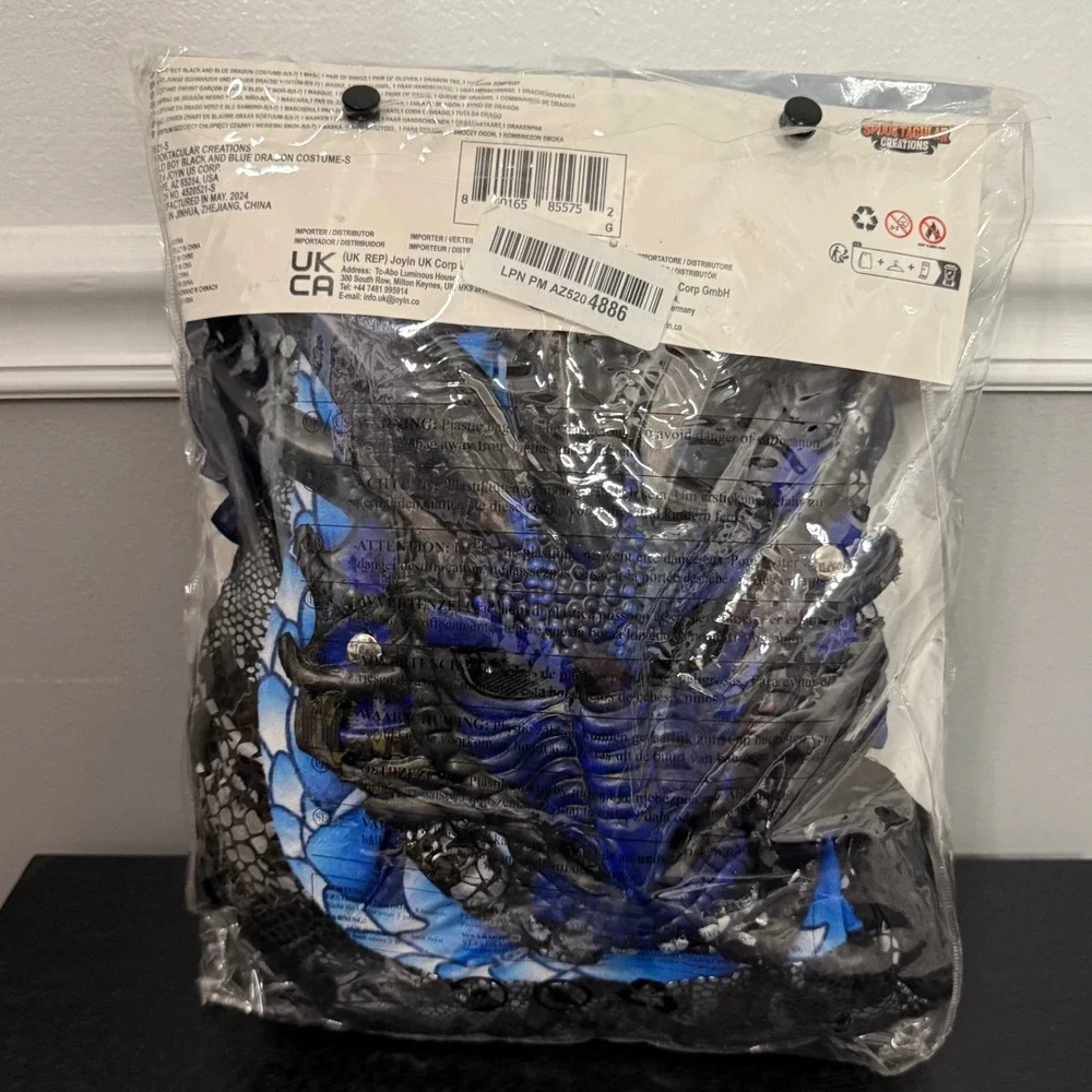 Spooktacular Creations Dragon Costume Kids Small 5-7 Blue Black 5pc Set